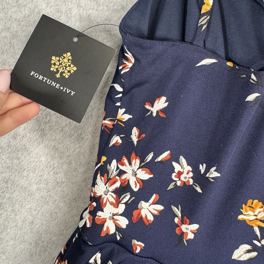 Fortune + Ivy Reign Floral Skater Dress Womens PM Navy NWT Stitch Fix - Picture 6 of 15